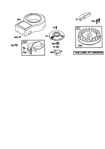 Flywheel Diagram and Parts List for 198700  Briggs and Stratton Engine